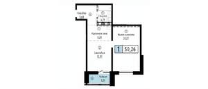 1-к квартира, вторичка, 50м2, 21/23 этаж