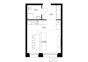 Студия квартира, вторичка, 26м2, 6/10 этаж