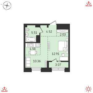 2-к квартира, вторичка, 43м2, 18/19 этаж