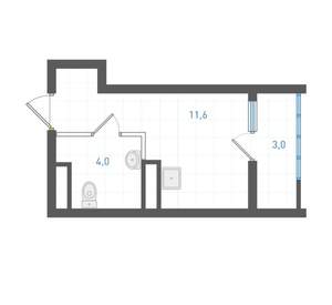 Студия квартира, вторичка, 17м2, 8/25 этаж