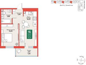 1-к квартира, вторичка, 34м2, 8/12 этаж
