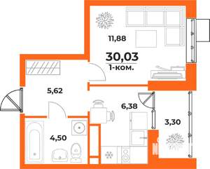 1-к квартира, вторичка, 30м2, 10/10 этаж
