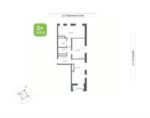 2-к квартира, вторичка, 69м2, 14/20 этаж