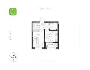 1-к квартира, вторичка, 36м2, 16/20 этаж