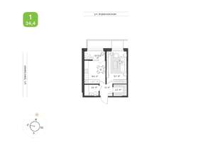 1-к квартира, вторичка, 34м2, 2/16 этаж
