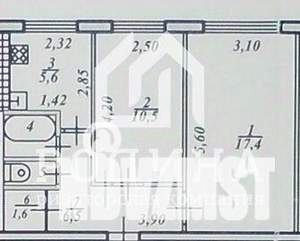 2-к квартира, вторичка, 45м2, 1/5 этаж