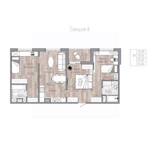 3-к квартира, строящийся дом, 72м2, 5/6 этаж