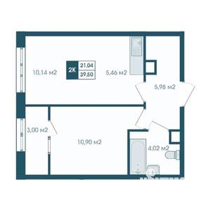 2-к квартира, строящийся дом, 40м2, 3/17 этаж