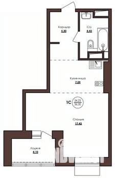 1-к квартира, вторичка, 36м2, 5/23 этаж