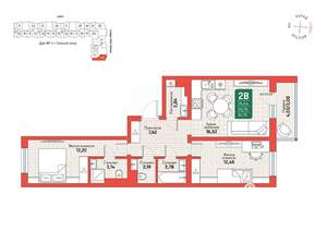 2-к квартира, вторичка, 62м2, 6/12 этаж
