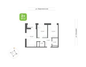 2-к квартира, вторичка, 57м2, 7/16 этаж