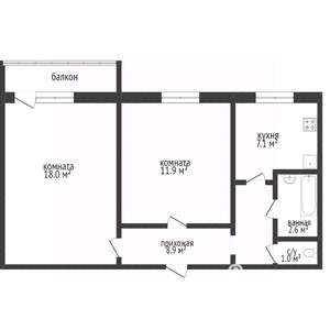 2-к квартира, вторичка, 55м2, 10/10 этаж