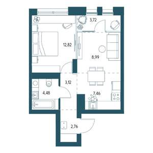 1-к квартира, вторичка, 41м2, 6/17 этаж