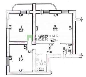 3-к квартира, вторичка, 101м2, 12/14 этаж