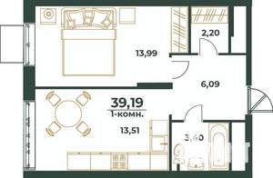 1-к квартира, вторичка, 39м2, 15/24 этаж