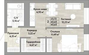 2-к квартира, вторичка, 46м2, 22/22 этаж