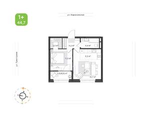 1-к квартира, вторичка, 45м2, 14/20 этаж