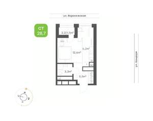 1-к квартира, вторичка, 29м2, 16/20 этаж