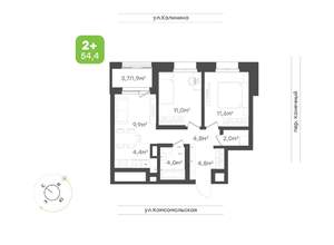 3-к квартира, вторичка, 54м2, 2/24 этаж