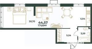 Студия квартира, вторичка, 45м2, 8/24 этаж