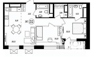 3-к квартира, строящийся дом, 62м2, 5/17 этаж