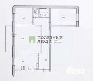 3-к квартира, вторичка, 69м2, 1/10 этаж