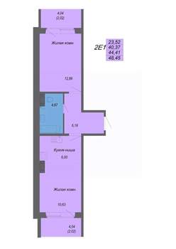 2-к квартира, строящийся дом, 48м2, 1/10 этаж