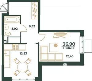1-к квартира, вторичка, 37м2, 9/24 этаж
