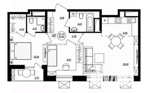 3-к квартира, строящийся дом, 63м2, 10/17 этаж