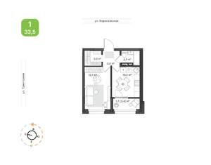 1-к квартира, вторичка, 34м2, 9/9 этаж