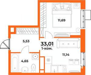 1-к квартира, вторичка, 33м2, 2/10 этаж