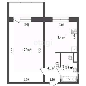 1-к квартира, сданный дом, 33м2, 7/10 этаж