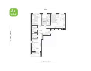 3-к квартира, вторичка, 87м2, 4/7 этаж