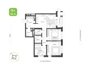 3-к квартира, вторичка, 85м2, 2/24 этаж