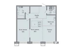 2-к квартира, строящийся дом, 45м2, 8/23 этаж