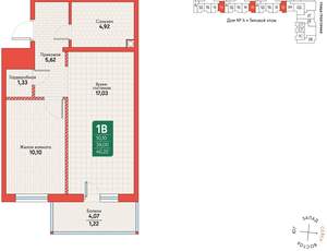 1-к квартира, вторичка, 40м2, 9/12 этаж