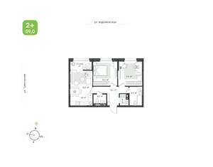 2-к квартира, вторичка, 59м2, 20/20 этаж