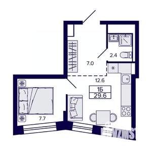 1-к квартира, вторичка, 30м2, 22/30 этаж