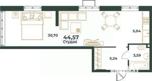 Студия квартира, вторичка, 45м2, 2/24 этаж