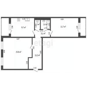 2-к квартира, вторичка, 65м2, 3/5 этаж