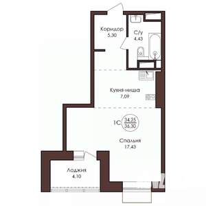 1-к квартира, вторичка, 36м2, 3/23 этаж