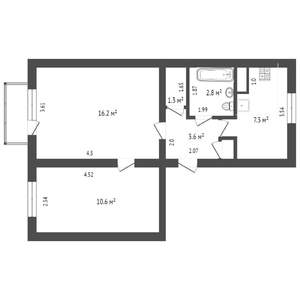 2-к квартира, вторичка, 45м2, 4/9 этаж