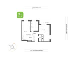 2-к квартира, вторичка, 63м2, 12/24 этаж