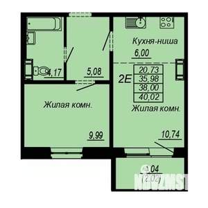 2-к квартира, строящийся дом, 38м2, 2/10 этаж