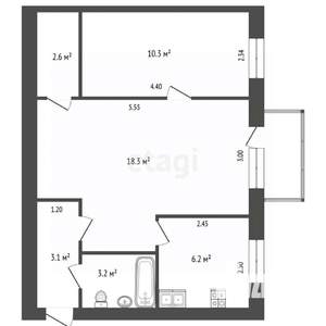 2-к квартира, вторичка, 44м2, 2/5 этаж