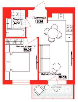 1-к квартира, вторичка, 34м2, 5/12 этаж