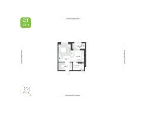 1-к квартира, вторичка, 37м2, 4/13 этаж