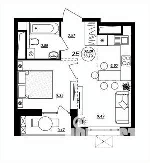 2-к квартира, строящийся дом, 34м2, 10/17 этаж