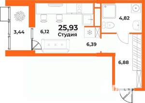 1-к квартира, вторичка, 26м2, 10/10 этаж