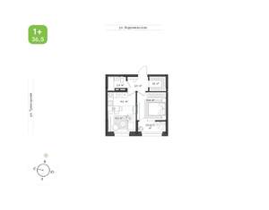 1-к квартира, вторичка, 37м2, 8/9 этаж